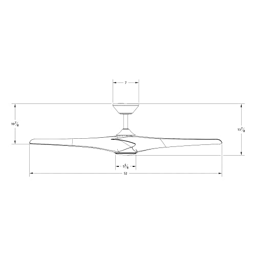 Zephyr Smart Indoor and Outdoor 3-Blade Ceiling Fan 52in Matte Black with Adjustable