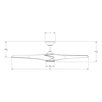 Zephyr Smart Indoor and Outdoor 3-Blade Ceiling Fan 52in Matte Black with Adjustable