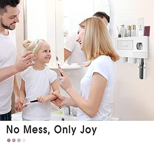 iHave Toothbrush Holders for Bathrooms, 2 Cups Toothbrush Holder Wall Mounted