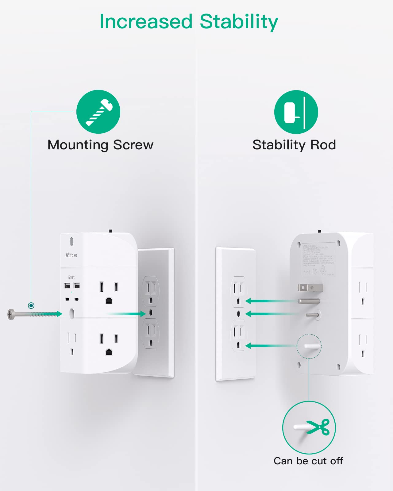 Surge Protector Outlet Extender - with Night Light