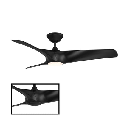 Zephyr Smart Indoor and Outdoor 3-Blade Ceiling Fan 52in Matte Black with Adjustable