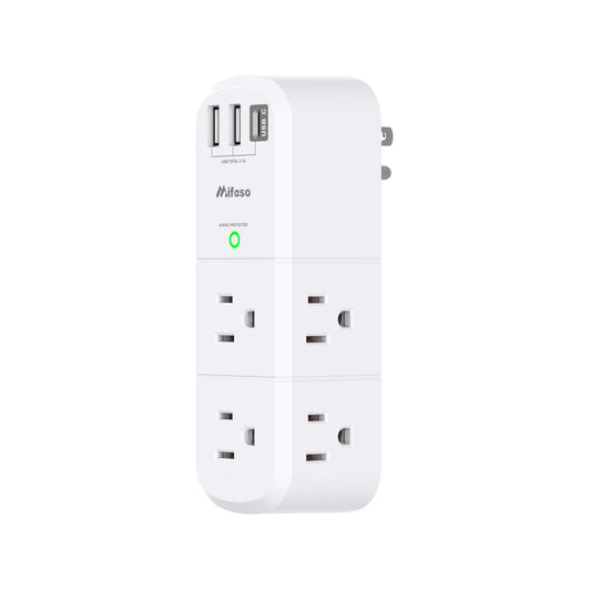 Outlet Extender with Rotating Plug, Mifaso Surge Protector 6 AC