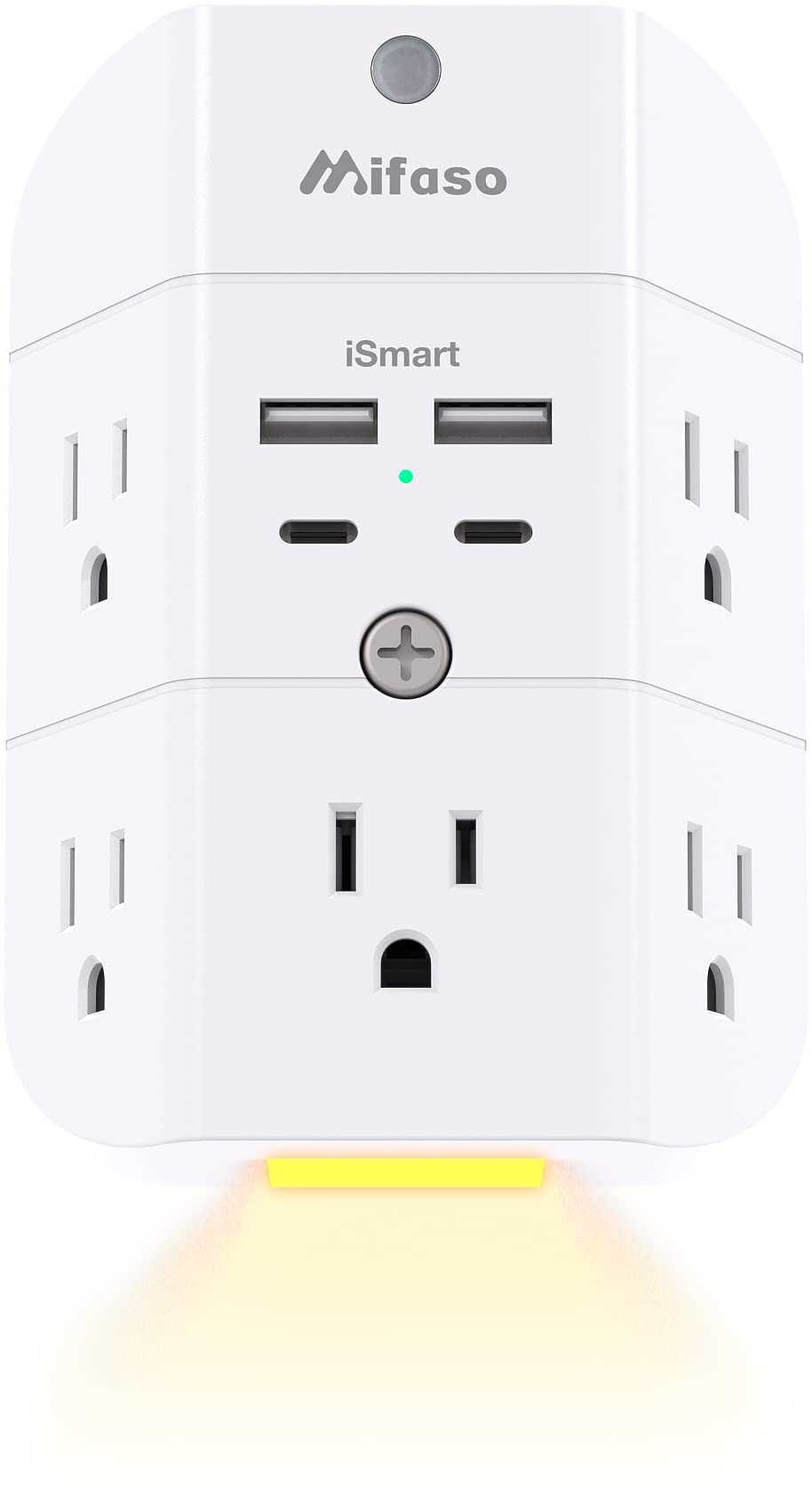 Surge Protector Outlet Extender - with Night Light