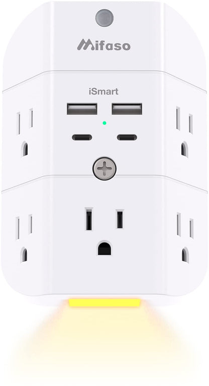 Surge Protector Outlet Extender - with Night Light
