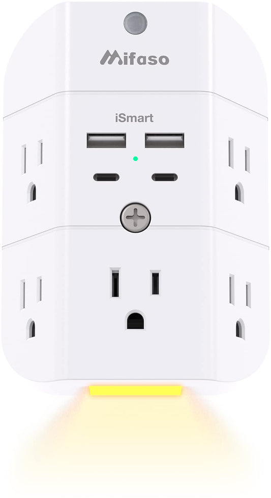 Surge Protector Outlet Extender - with Night Light