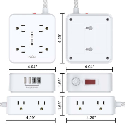 Surge Protector Power Strip - CHCORE 5Ft Braided Extension Cord