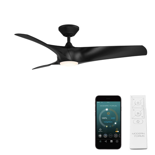 Zephyr Smart Indoor and Outdoor 3-Blade Ceiling Fan 52in Matte Black with Adjustable