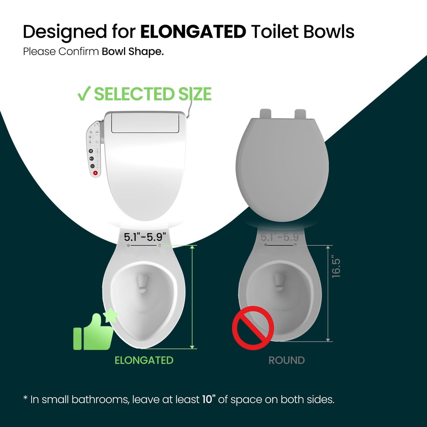 R&T V2601 Electric Bidet Seat For Elongated Toilet, Smart Toilet Seat with Heated Seat