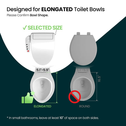 R&T V2601 Electric Bidet Seat For Elongated Toilet, Smart Toilet Seat with Heated Seat