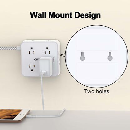 Surge Protector Power Strip - CHCORE 5Ft Braided Extension Cord