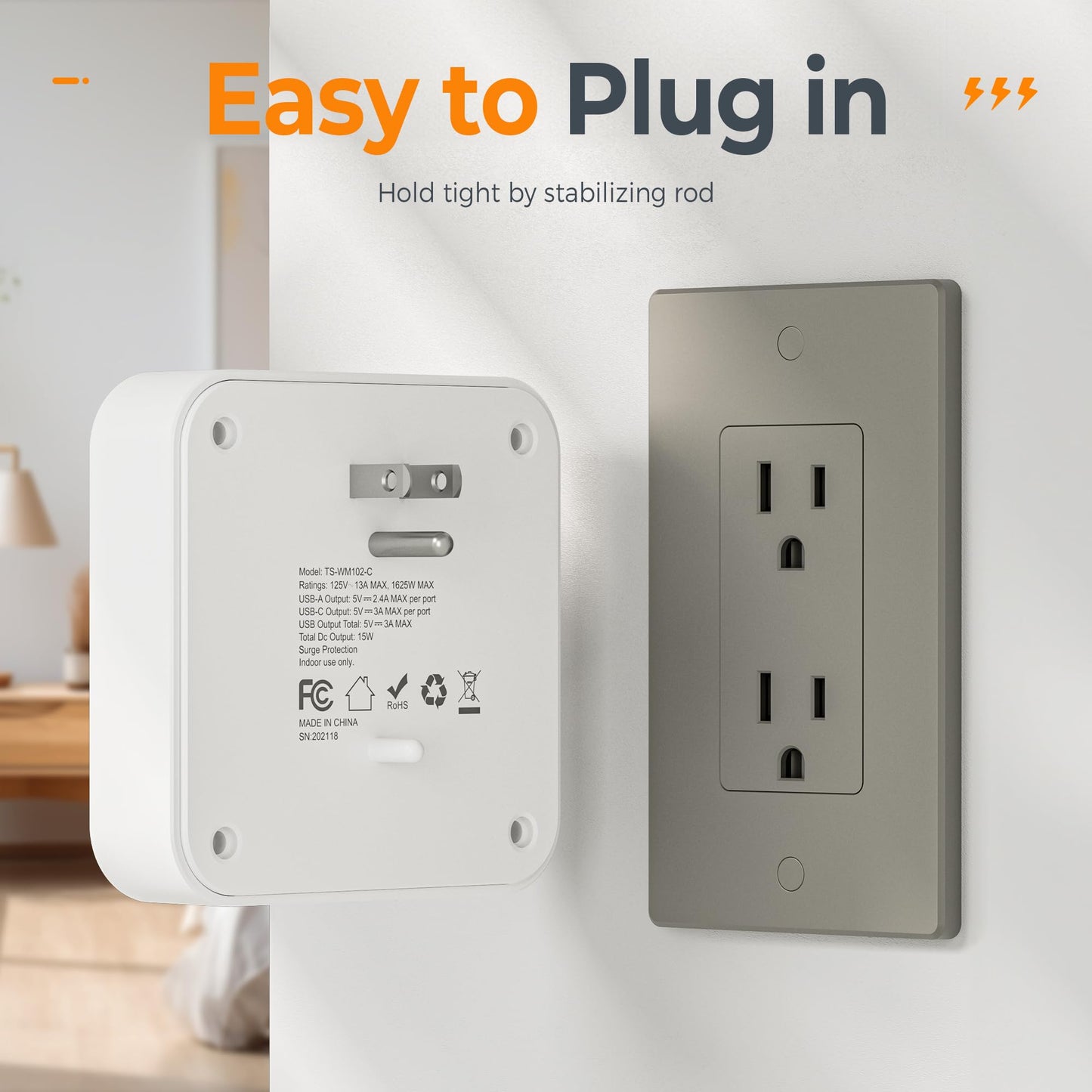 Multi Plug Outlet Extender, TESSAN Surge Protector Splitter with 3 USB