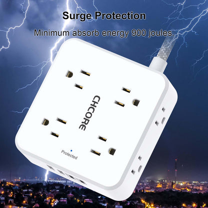 Surge Protector Power Strip - CHCORE 5Ft Braided Extension Cord