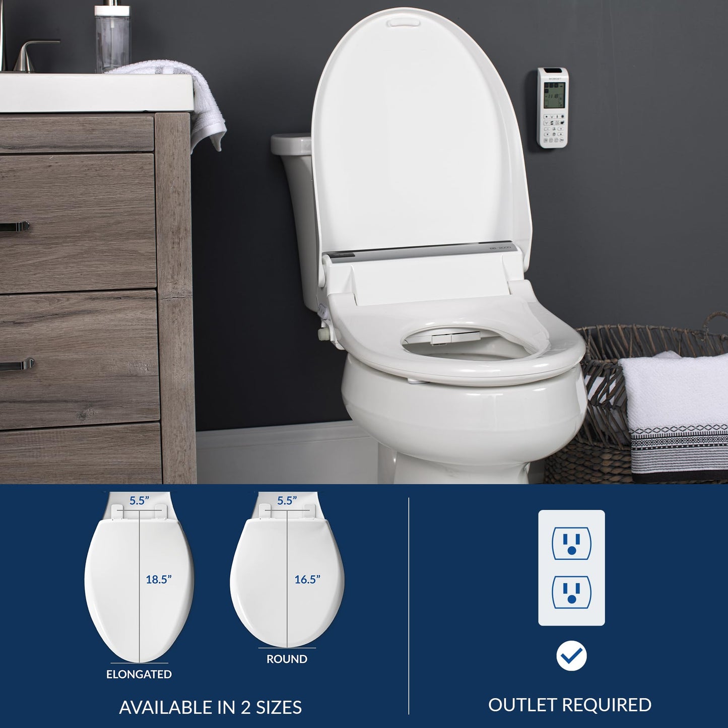 Bio Bidet BB2000 Bliss Electric Bidet Toilet Seat, Warm Water with Air Dryer