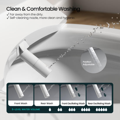 R&T V2601 Electric Bidet Seat For Elongated Toilet, Smart Toilet Seat with Heated Seat