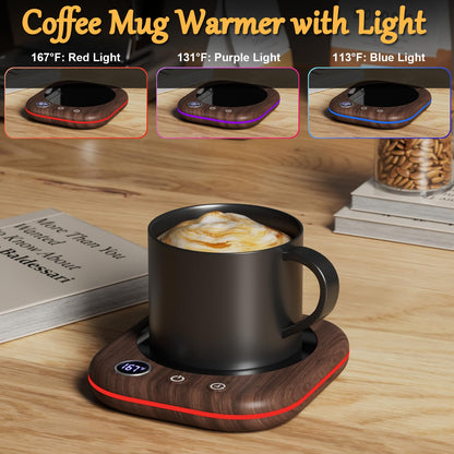 Mug Warmer Upgraded,Coffee Mug Warmer for Desk LEDs Light 3 Temp Settings