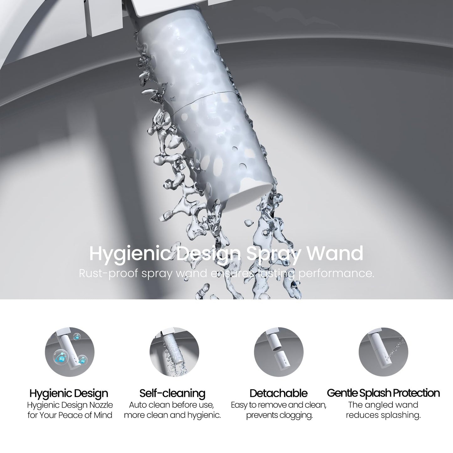 R&T V2601 Electric Bidet Seat For Elongated Toilet, Smart Toilet Seat with Heated Seat