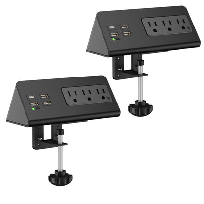 Nightstand Edge Mount Power Strip with USB-C Ports Tabletop Surge Protector Desk
