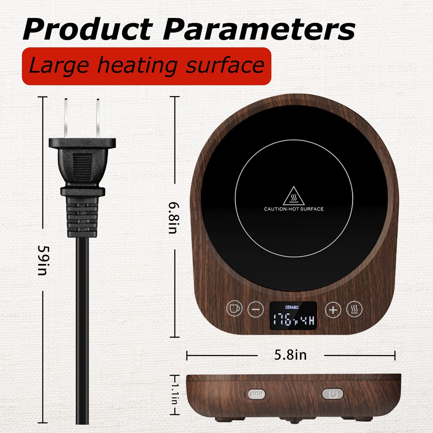 PUSEE Candle Mug Warmer Electric,Auto On/Off Gravity-Induction Coffee Mug Warmer with 9 Temp Settings