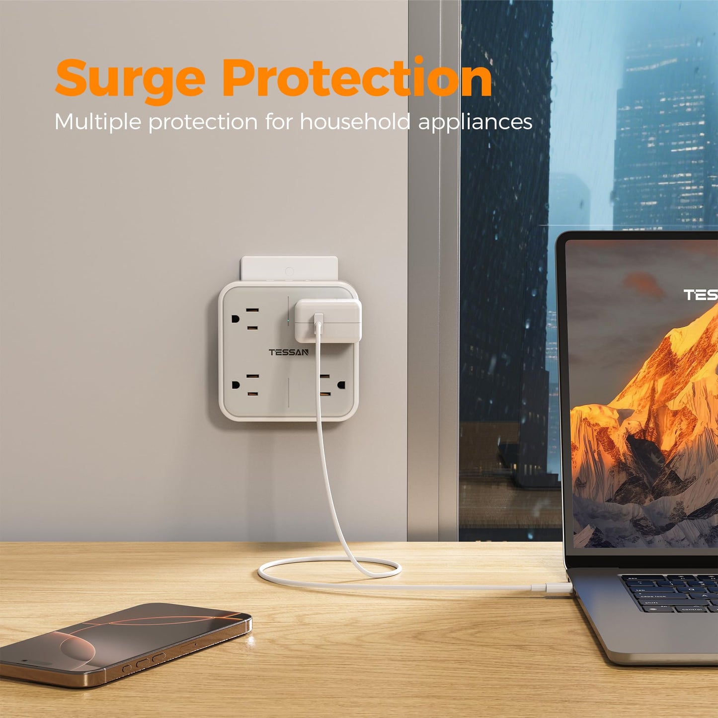 Multi Plug Outlet Extender, TESSAN Surge Protector Splitter with 3 USB