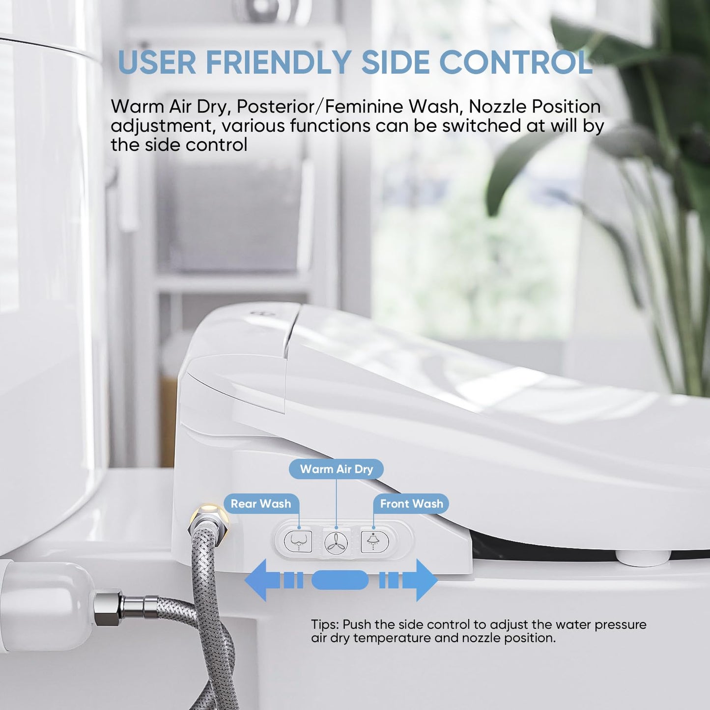 LEIVI Electric Bidet Toilet Seat with Wireless Remote and Side Panel