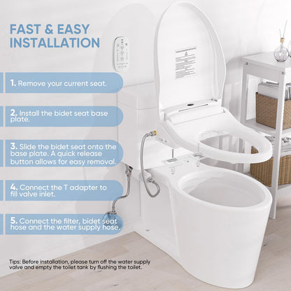 LEIVI Electric Bidet Toilet Seat with Wireless Remote and Side Panel